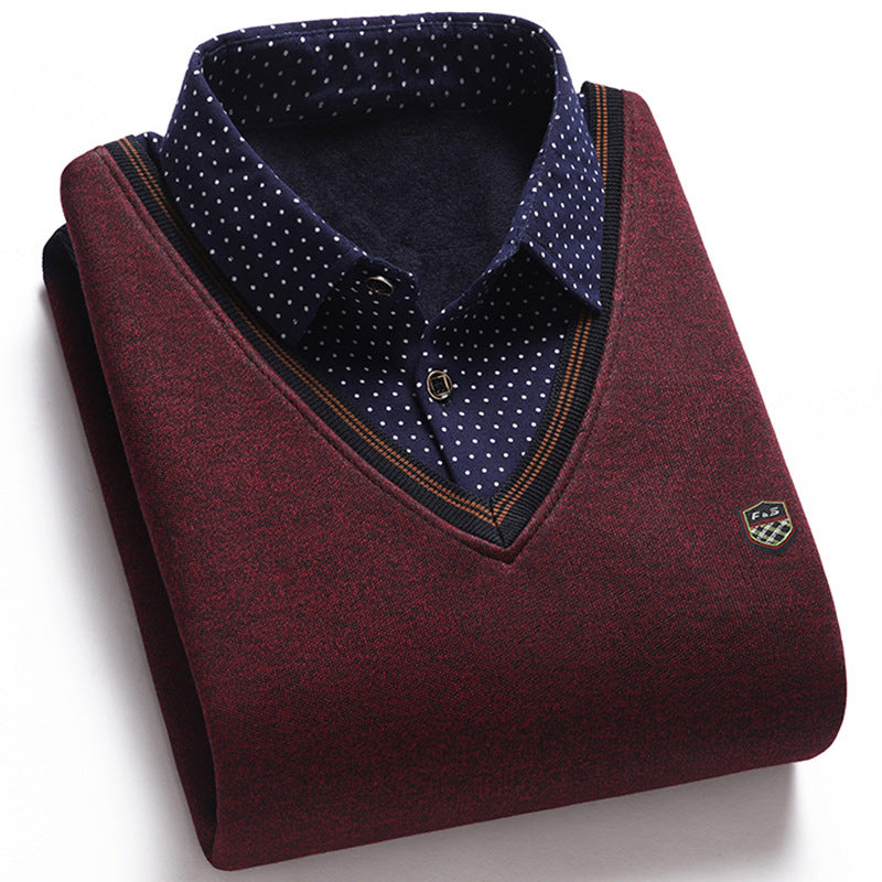 👔 [M-4XL] Cămașă tricotată pentru bărbați Plus catifea pentru a se îngroșa Menține cald