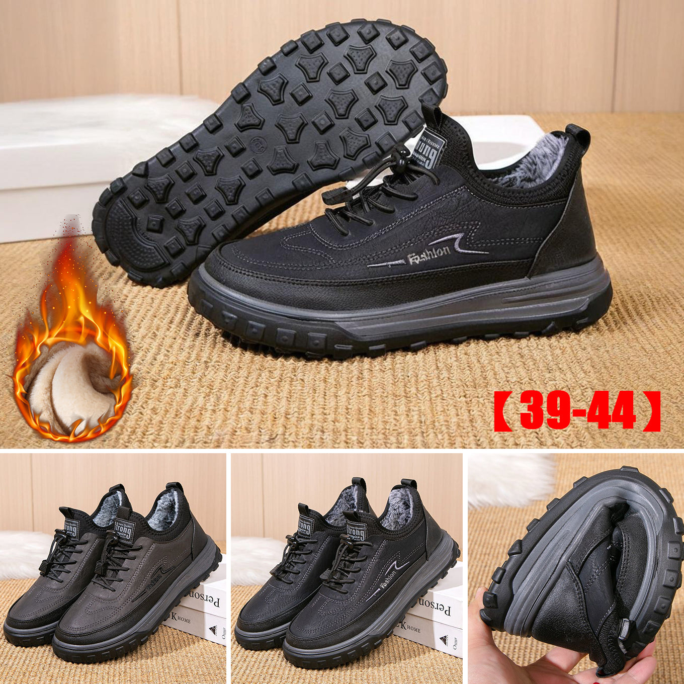 👞【39-44】🔥Pánske zimné bavlnené topánky, teplé a pohodlné, hrubá bavlnená podrážka, plyšové a mäkké