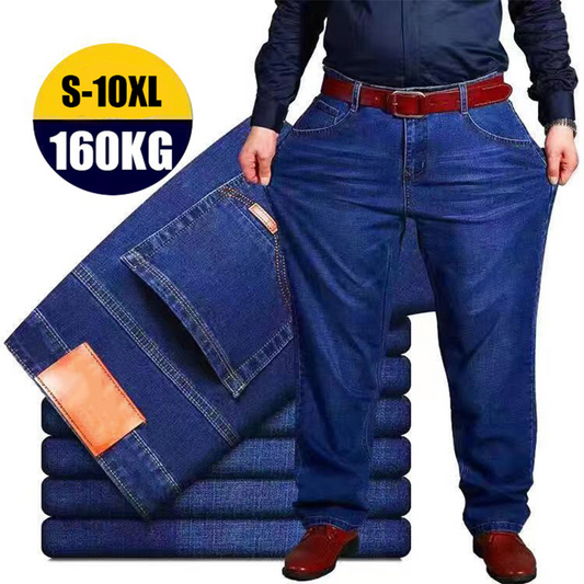 👖😎【S-10XL】 Blugi bărbătești elastici, mărimi mari, pantaloni casual cu crac larg.