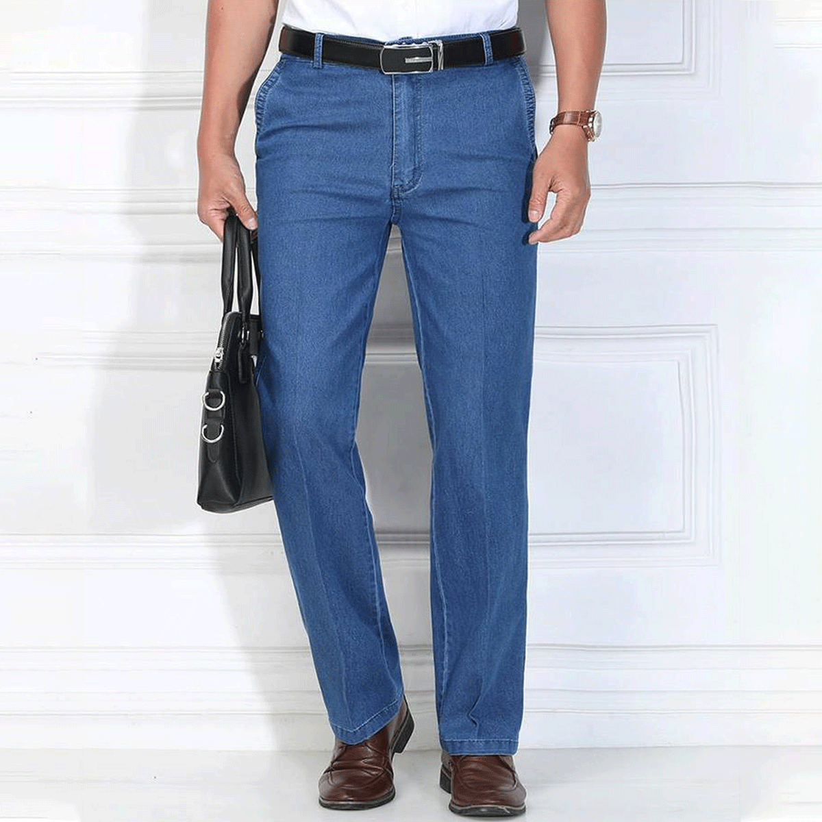 🙋‍♂️👖 Nove moške elastične zračne kavbojke z visokim pasom