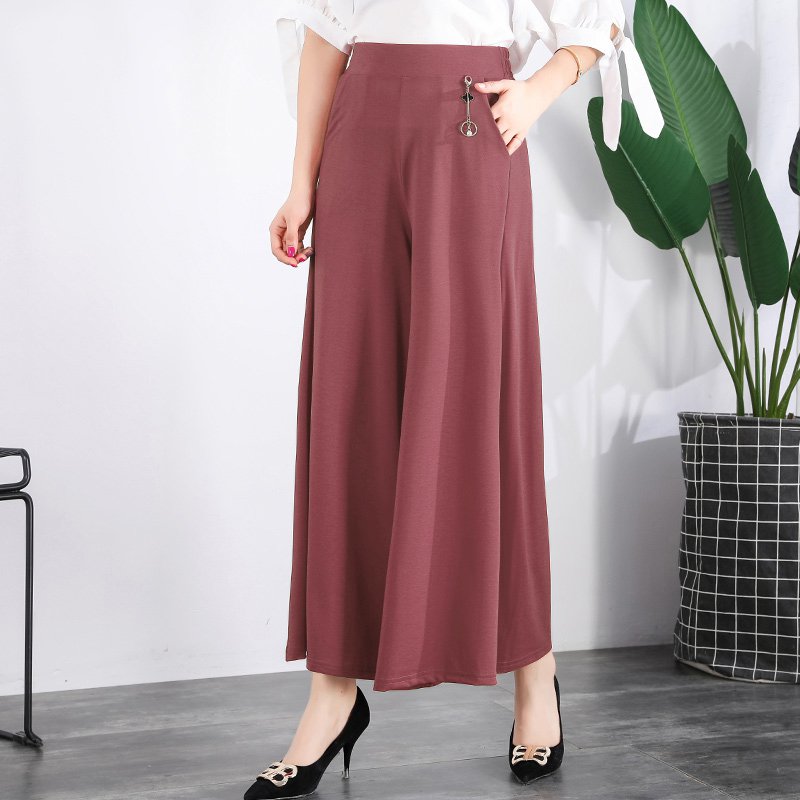 ❤️【M-5XL】2025 Pantaloni noi de dama de vară picioare late mătase de gheață până la glezne