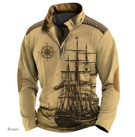 😎【XS-5XL】Moški pulover s kapuco s polovično zadrgo in 3D potiskom