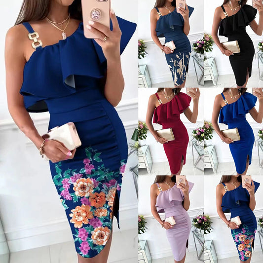 【S-2XL】Nové sexi letné zoštíhľujúce šaty so šifónovým pásom 