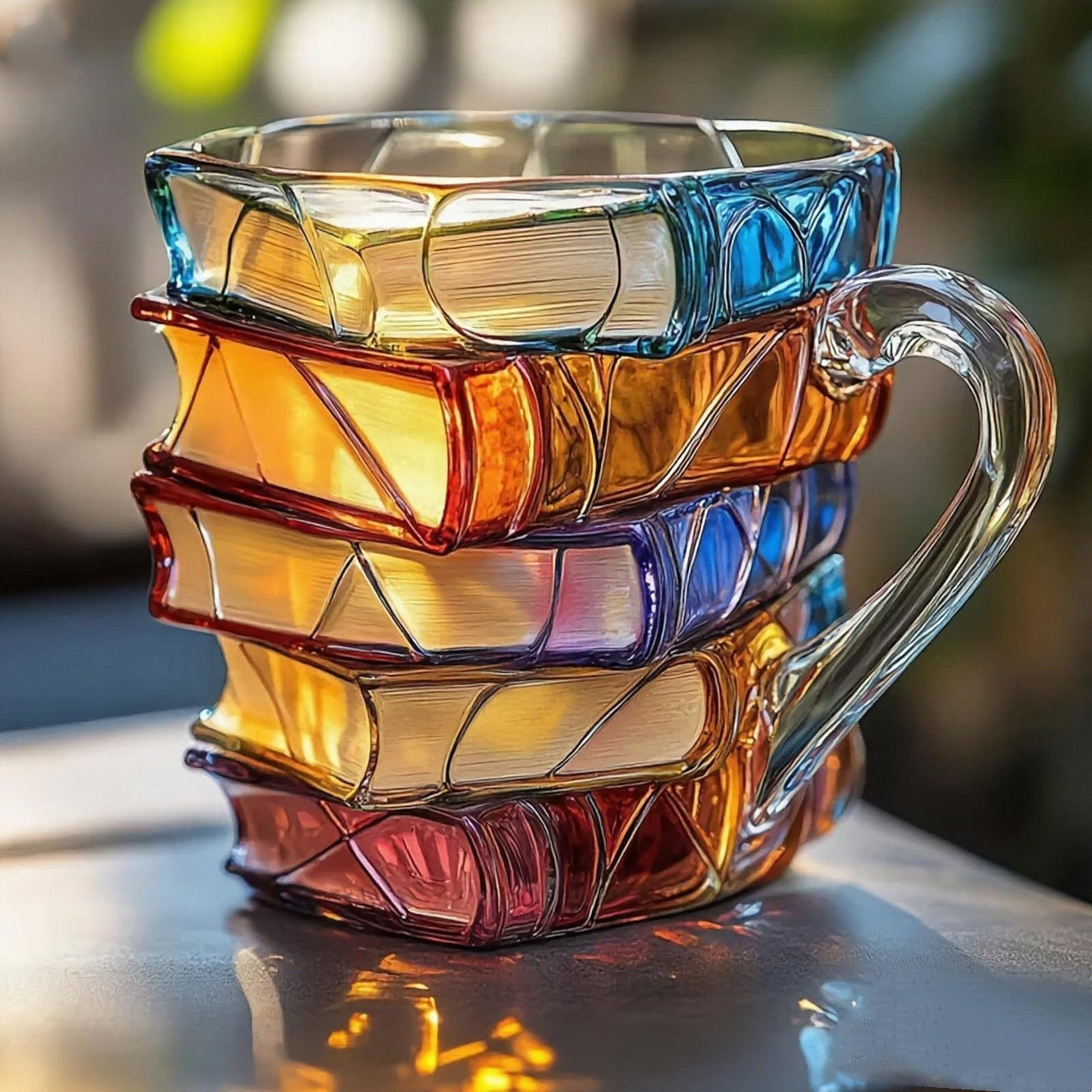 ☕📚 Ceașcă de cafea pictată 3D în formă de carte
