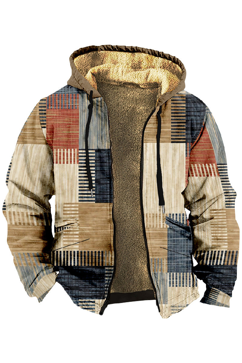 ✨👔【S-4XL】Podzimní a zimní ležérní pánský kabát s tlustým sametem a teplou kapucí z jehněčí vlny