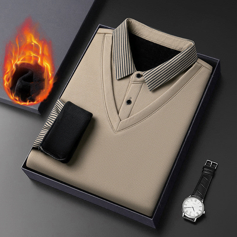 🔥👔【M-4XL】Pánské tričko s dlouhým rukávem polo, zateplené a zesílené, business casual