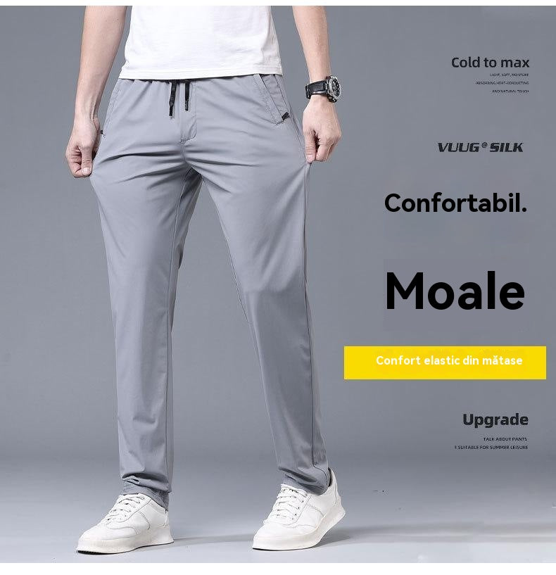 💁‍♂️【40-115kg】🔥 Pantaloni noi de mătase elastică din gheață pentru primăvară și vară 2025