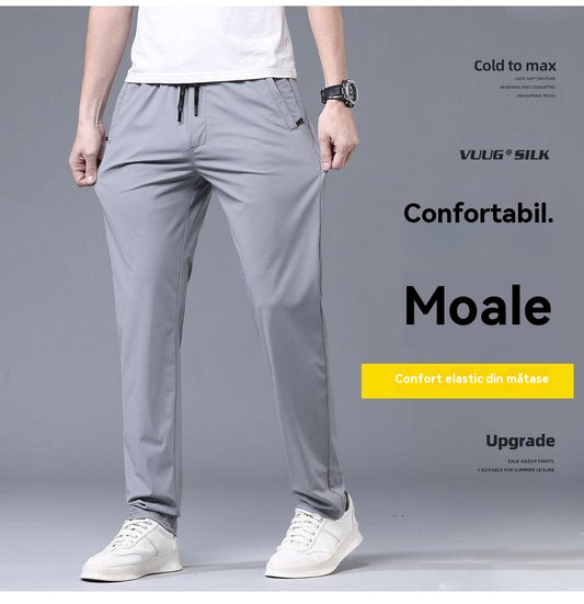 💁‍♂️【40-115kg】🔥 Pantaloni noi de mătase elastică din gheață pentru primăvară și vară 2025