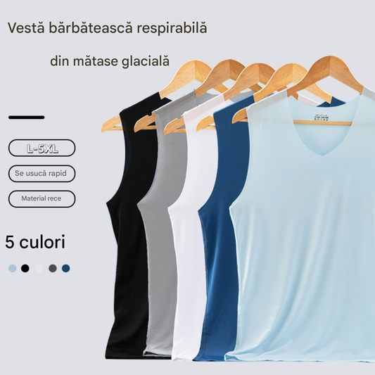 🧊💁‍♂️【 5 bucăți 】【L–5XL】Maiou bărbătesc de vară din mătase de gheață, mărimi mari.