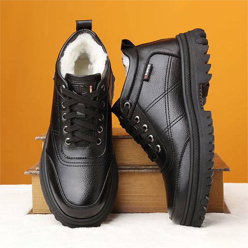 👞【39-44】 Debeli, puhasti in topli moški usnjeni čevlji z debelim podplatom za zimo