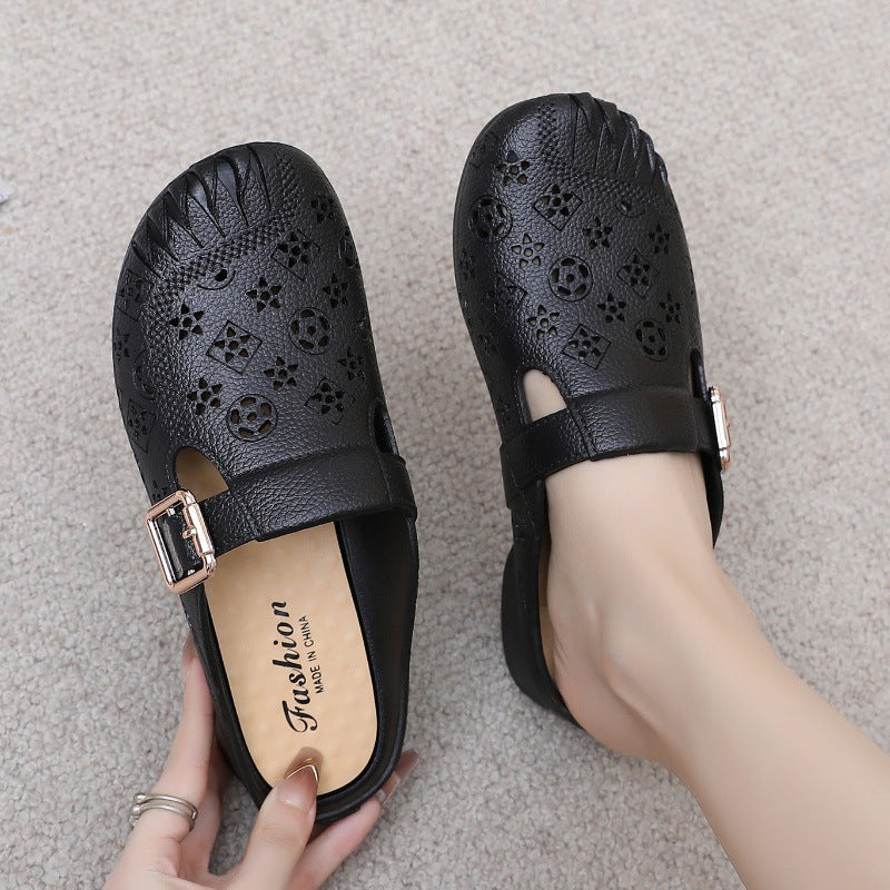 👡【36-40】Papuci de casă cu toc plat și vârf închis, antiderapant, în stil nou