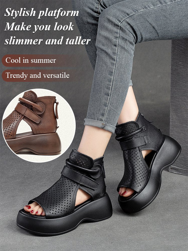 🔥【30% REDUCERE】【35-41】 2025 noi cizme din piele cu fund gros și gol sandale