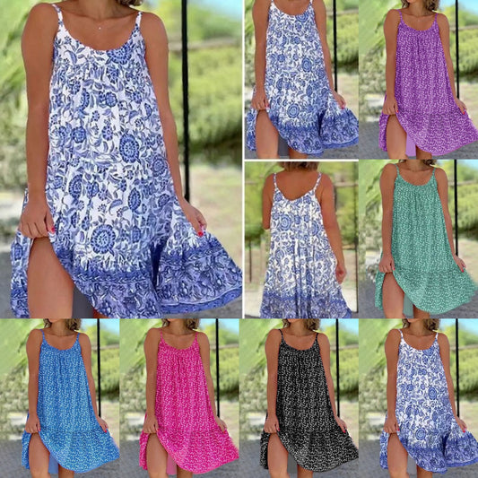 👗[S-5XL] 🥰2024 Kvetinové šaty s košieľkou, voľné a pohodlné 