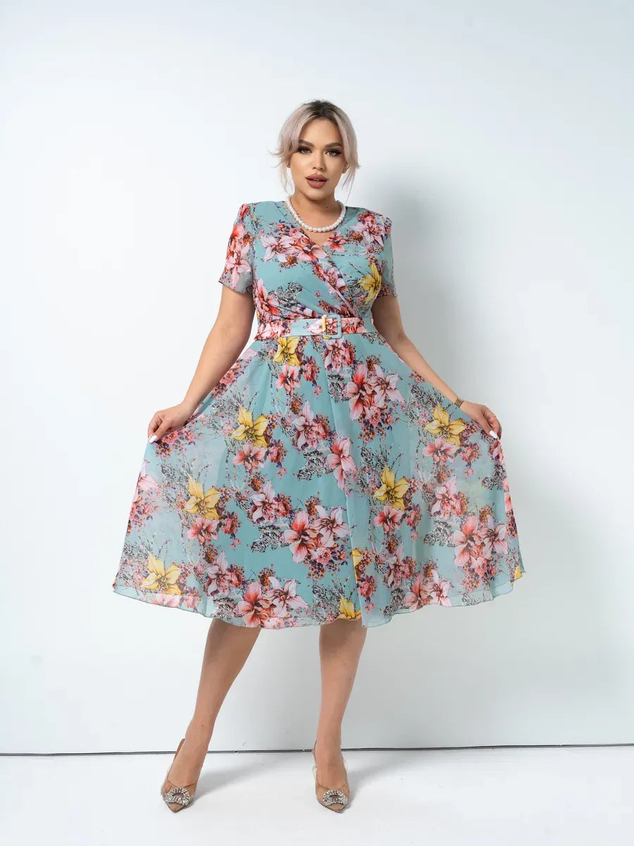 🌸👗【S-5XL】Fustă din șifon cu temperament floral