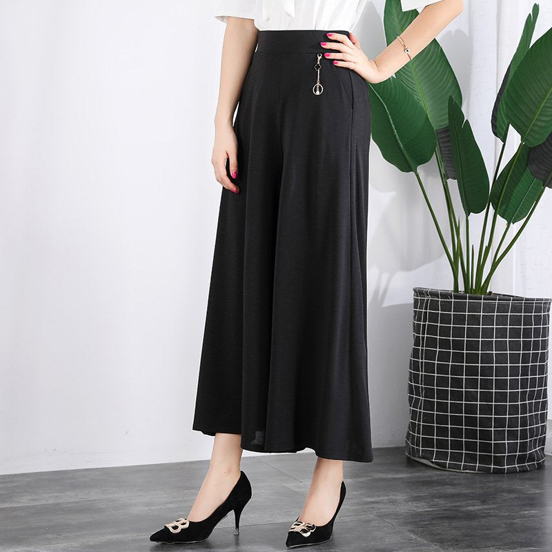 ❤️【M-5XL】2025 Pantaloni noi de dama de vară picioare late mătase de gheață până la glezne