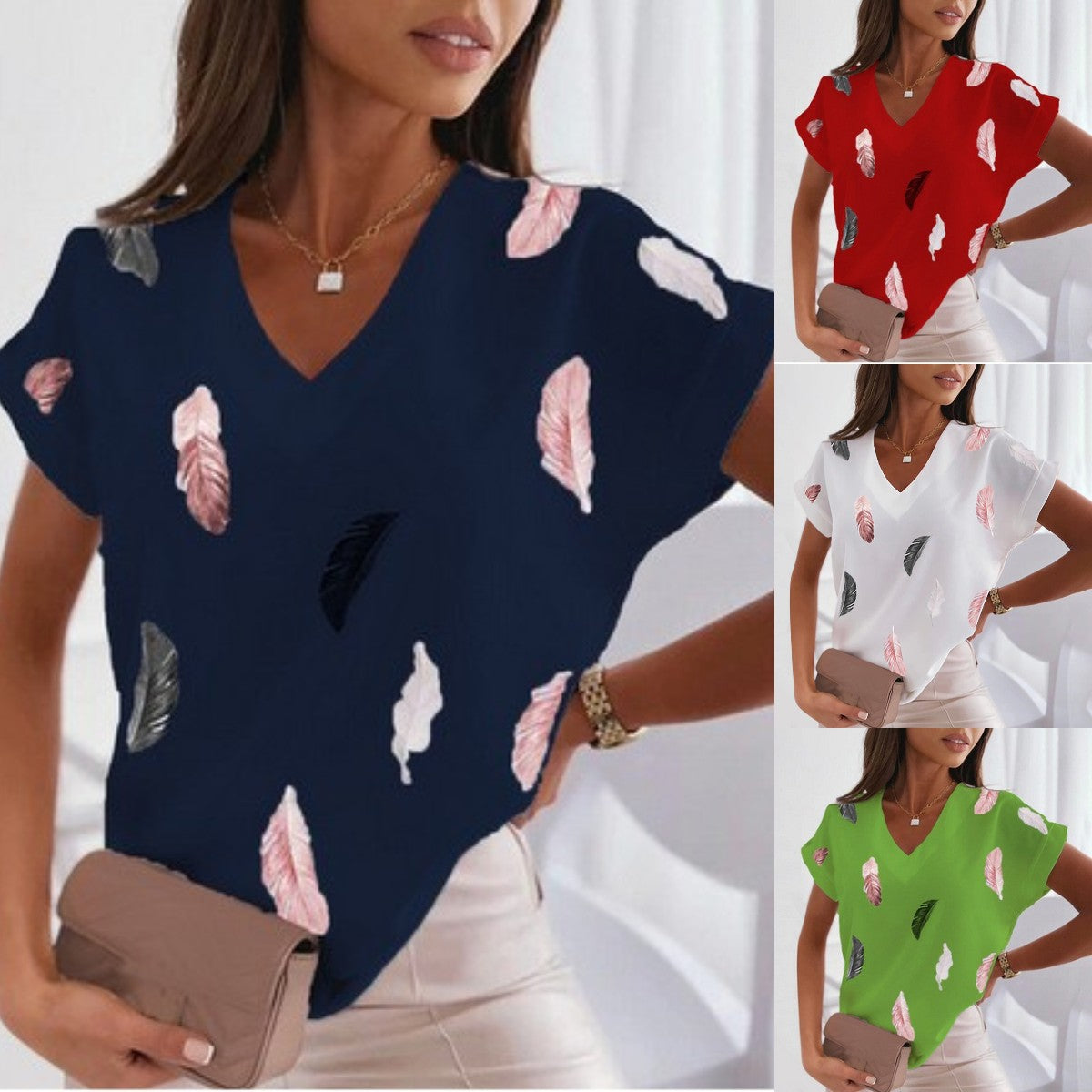 😍✨【S-6XL】Tricou pentru femei cu imprimeu cu pene 3D
