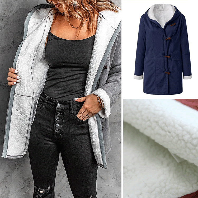 🥼[S-5XL] Divatos és meleg egyben, női kapucnis kabát, velúr és gyapjú anyagból