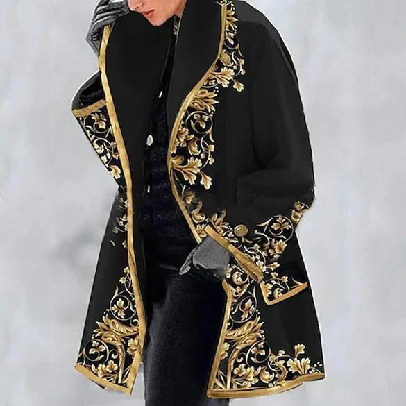 🔥🎊【S-3XL】Izvrstna ženska moda--Moden jesensko-zimski volnen plašč s potiskom na zaklop, visoka kakovost