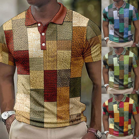 👕【S-5XL】Moška polo majica za prosti čas z geometrijskim vzorcem