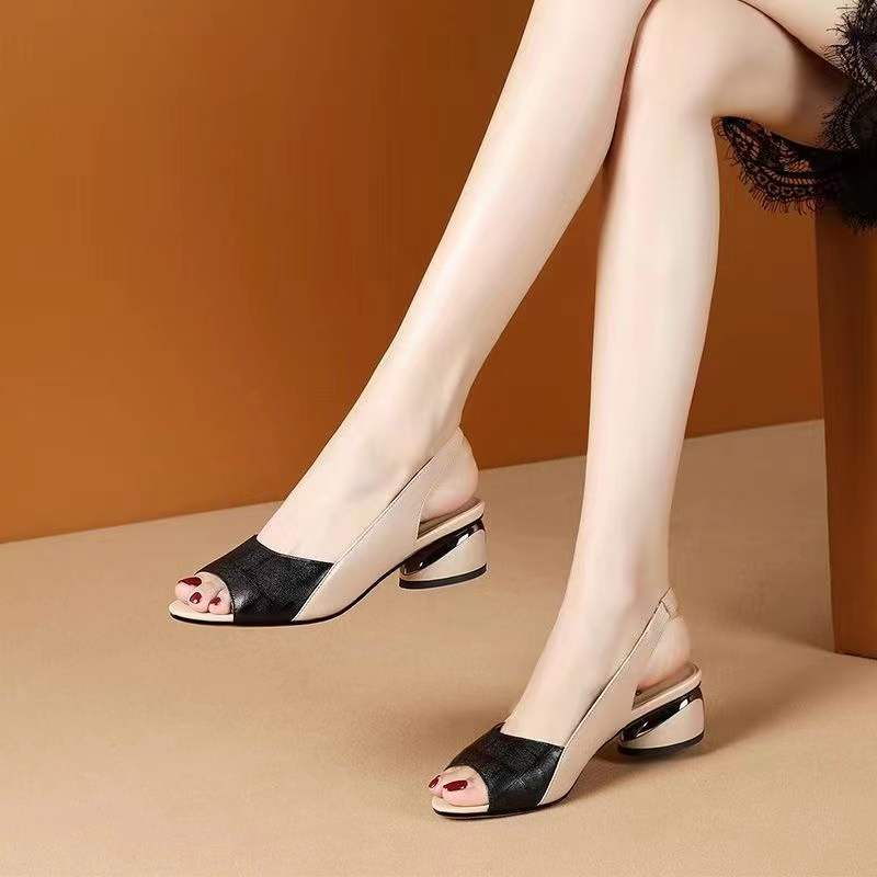 【30% OFF】【35-43】Vara stil nou gura de peste toc gros sandale romane dama