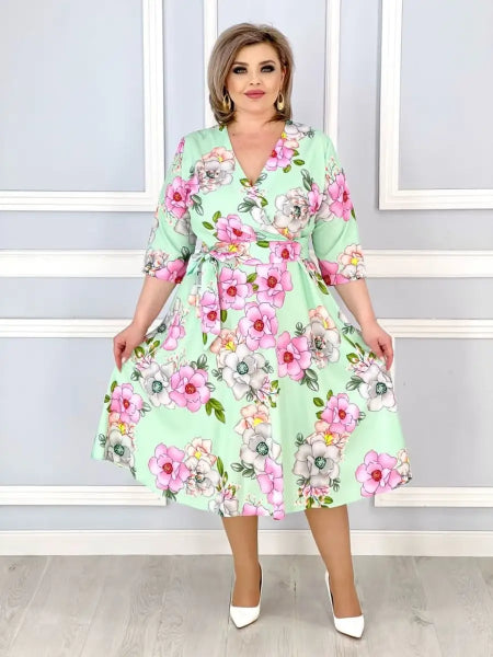 👗Letná nová kvetinová séria elegantných letných šiat s výstrihom do V 