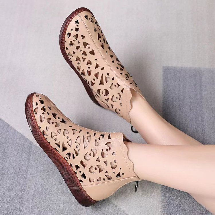 【35-42】Pantofi sport damă din piele moale, cu talpă plată și gol, vara anului_4047425