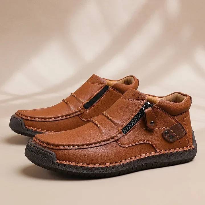 👞🛒 Męskie, ręcznie robione, skórzane, wsuwane buty do jazdy samochodem – szeroki nosek, wsparcie łuku stopy
